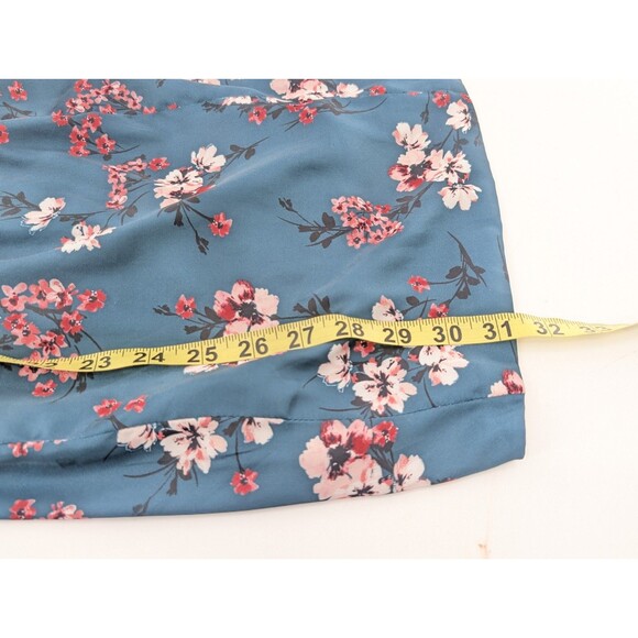 DJ-Jaz Floral Teal Satin Rouged Ruffled Padded Mini Tank Dress Prom JRs Size 3 - Picture 9 of 13